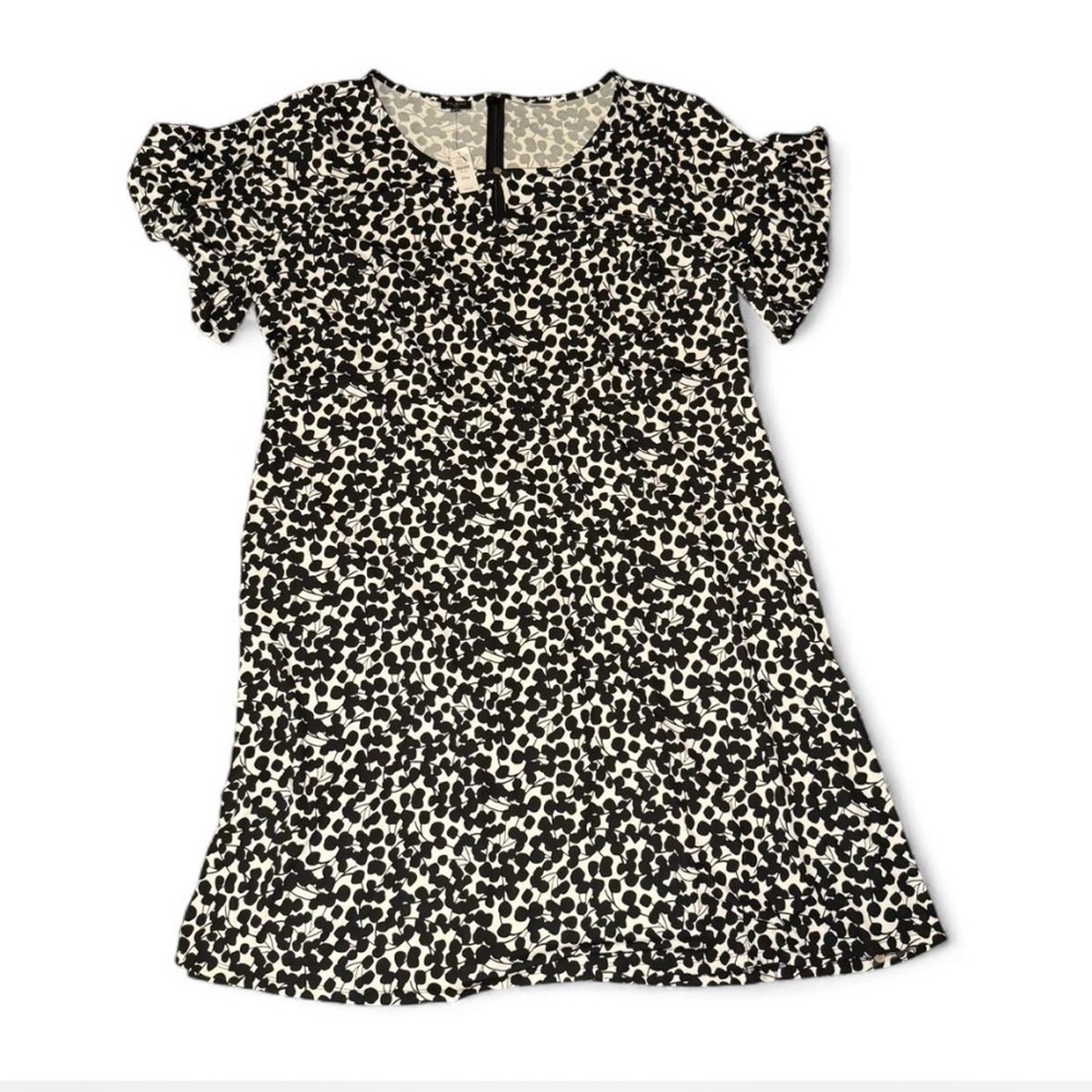 Talbots Black and White A-line Midi Dress with Flutter Sleeves - Picture 5 of 5